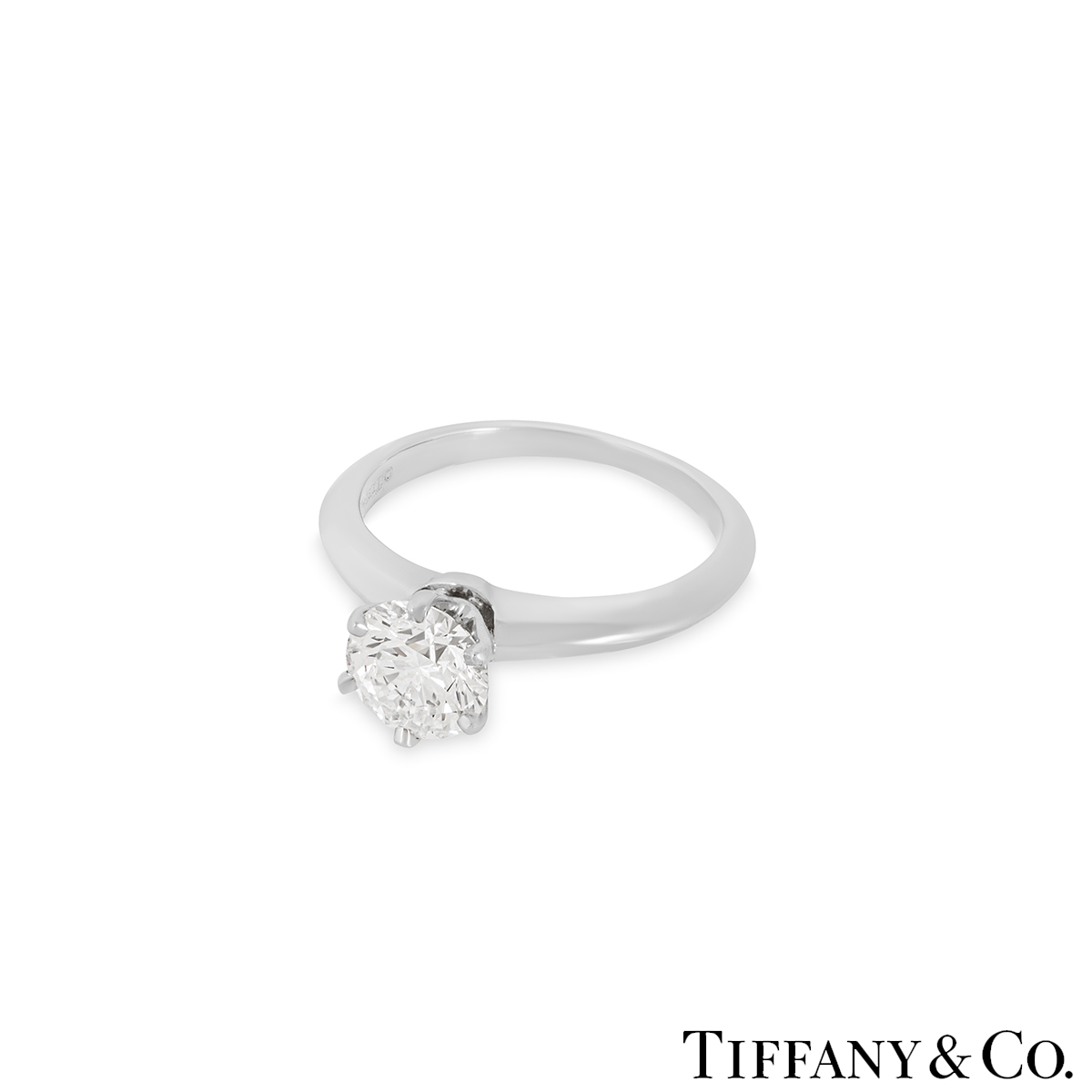 Tiffany & Co. Platinum Round Brilliant Cut Diamond Setting Ring 1.05ct H/VS2